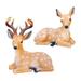 2Pcs Garden Deer Statue Sika Deer Decorations Creative Home Decor Decorative Collectible Ornaments Outdoor Deer Sculpture for Fairy Garden