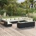 Buyweek 13 Piece Patio Lounge Set with Cushions Black Poly Rattan