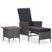 Buyweek 2 Piece Patio Lounge Set with Cushions Poly Rattan Gray