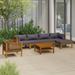Buyweek 7 Piece Patio Lounge Set with Cushion Solid Acacia Wood