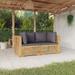 Buyweek Patio Corner Sofas with Cushions 2 pcs Solid Wood Teak