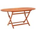 Buyweek Folding Patio Table 63 x33.5 x29.5 Solid Eucalyptus Wood