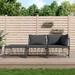 Buyweek 3 Piece Patio Lounge Set with Cushions Anthracite Poly Rattan
