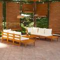 Buyweek 5 Piece Patio Lounge Set with Cream White Cushions Acacia Wood