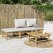 Buyweek 4 Piece Patio Lounge Set with Light Gray Cushions Bamboo