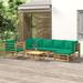 Buyweek 7 Piece Patio Lounge Set with Green Cushions Bamboo