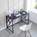 Tempered Black Glass Computer Desk Laptop Desk PC Laptop Table with Metal Frame Writting Desk 91788