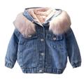 Toddler Babys Girls Boys Thick Warm Hooded Jean Coat Spring Winter Clothes Coat Jacket