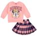 Disney Minnie Mouse Toddler Girls Fleece Sweatshirt and Skirt Plaid Pink 5T
