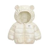 Toddler Winter Coat Winter Windproof Cartoon Panda Prints Bear Ears Hooded Warm Outerwear Cute Cropped Jackets For Girls Beige 90