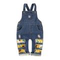 Quealent Girl Bloomers Summer Sunflower Print Patchwork Ripped Denim Overalls Long Pants Youth Girls Softball Denim Girls Pants Blue 18-24 Months