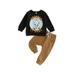 Baby Boys Halloween Outfits Ghost Print Long Sleeve Sweatshirt and Elastic Pants for Toddler Cute Fall 2 Pcs Clothes