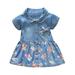 Quealent Birthday Outfit Baby Girl Girls Baby Princess Toddler Bowknot Denim Print Short Girls Dress&Skirt Dress Girl Denim Girls Dress Blue XL