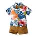 Hawaii Beach Sets for Toddler Baby Boy Short Sleeve Lapel Down Button Down Print Beach Shirts and Short Pants Two-piece Set