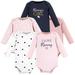 Hudson Baby Infant Girl Cotton Long-Sleeve Bodysuits Girl Mommy Pink Navy 5-Pack 0-3 Months