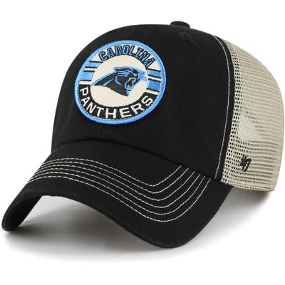 Men's '47 Black/Natural Carolina Panthers Notch Trucker Clean Up Adjustable Hat