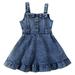 Quealent Baby Boy Birthday Dress Sundress Jean Skirt Ruffles Dress Princess Dress Clothes Easter Dress Size 6 Denim Girls Dress Blue 2-3 Years