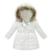 Girls Heavy Winter Coats Winter Thick Warm Hooded Windproof Outwear Girls Jacket Winter White 140