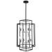 8 Light Lantern Industrial Chandelier - Rustic Hanging Pendant Lighting Fixture Black
