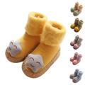 LYCAQL Toddler Shoes Autumn And Winter Cute Children Toddler Shoes Boys And Girls Flat Bottom Floor Socks Shoes Non Slip Girl Tennis Shoes (Beige 7 Toddler)