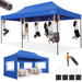 COBIZI 10x20 Heavy Duty Canopy with Sidewalls Ez Pop up Canopies Folding Protable Party Tent Outdoor Sun Shade Wedding Gazebos with Roller Bag Blue