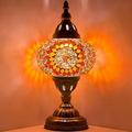 SILVERFEVER Handmade Mosaic Turkish Large Lamp for Table Desk Bedside with LED Bulb 13 H Ember Sunflower