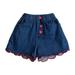Quealent Soccer Shorts for Kids Girls Color Red Embroidered Lace Denim Shorts Love Button with Pockets Shorts for Women Denim Girls Shorts Blue 5-6 Years