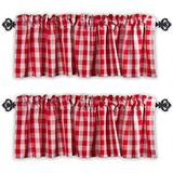 Window Valances - 2-Panels Picnic Checkered Pattern Kitchen Valances With 2.5-Inch Rod Pocket For Small Windows Polyester (56X14 Inch Red/White)