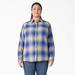 Dickies Women's Plus Long Sleeve Plaid Flannel Shirt - Surf Blue/fireside Ombre Size 3X (FLW075)