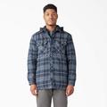 Dickies Men's Water Repellent Flannel Hooded Shirt Jacket - Navy Storm Ombre Plaid Size L (TJ211)