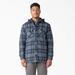 Dickies Men's Water Repellent Flannel Hooded Shirt Jacket - Navy Storm Ombre Plaid Size L (TJ211)