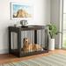 Duerer Wooden Pet Crate Dog Cage End Table 39 Large Dog Kennel Modern Indoor Furniture Style Double Doors Black