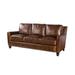 Rich 83 Inch Sofa, Foam Cushioning, Nailhead Trim, Brown Leather Fabric