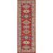 Geometric Red Kazak Oriental Runner Rug Hand-Knotted Wool Carpet - 2'7" x 9'4"