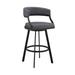 Ava 30 Inch Modern Swivel Bar Stool Chair, Round Gray Faux Leather Seat