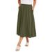 Plus Size Women's Soft Ease Midi Skirt by Jessica London in Dark Olive Green (Size 22/24)