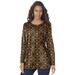 Plus Size Women's Long-Sleeve Crewneck Ultimate Tee by Roaman's in Warm Flower Medallion (Size 5X) Shirt