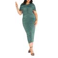 Plus Size Women's Capelet Ruched Dress by ELOQUII in Silver Pine (Size 20)