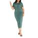 Plus Size Women's Capelet Ruched Dress by ELOQUII in Silver Pine (Size 14)