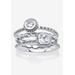 Women's .62 Tcw Sterling Silver Stack 3 Piece Cubic Zirconia Ring Set by PalmBeach Jewelry in Silver (Size 10)