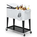 Bring Home Furniture Outdoor 80 Qt Rolling Cooler Cart, w/ Bottle Opener + Storage Shelf Camping Beverage Ice Chest in White | Wayfair