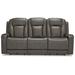 Signature Design by Ashley 84" Faux Leather Square Arm Reclining Sofa Faux Leather in Gray/Black | 42.5 H x 84 W x 40 D in | Wayfair 1180815