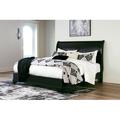 Signature Design by Ashley Chylanta Low Profile Sleigh Bed Wood in Black/Brown | 55 H x 80 W x 92 D in | Wayfair B739B5