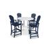 POLYWOOD® Palm Coast 5-Piece Round Bar Set Plastic in White/Blue | Outdoor Furniture | Wayfair PWS308-1-10705