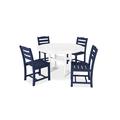 POLYWOOD® La Casa Café 5-Piece Side Chair Outdoor Dining Set Plastic in White/Blue | Wayfair PWS302-1-10646