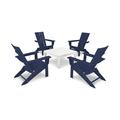 POLYWOOD® Quattro Folding Outdoor Chair 5-Piece Conversation Set Plastic in White/Blue | Wayfair PWS280-1-10603