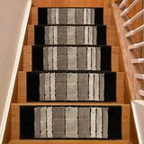 White/Black 0.39 x 7.5 W in Stair Treads - Purhome Custom Size Stair Treads by Inches Machine Washable Geometric Square Slip Resistant Soft Medium Pile Stair Treads Synthetic Fiber | Wayfair