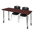 Regency Romig Kee Adjustable Height Rectangle 2-Student Activity Table & Chair Set Wood/Metal in Brown | 34 H x 66 D in | Wayfair MT6030MHAPCGY40BK