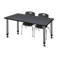 Regency Romig Kee Adjustable Height Rectangle 2-Student Activity Table & Chair Set Wood/Metal in Gray | 34 H x 60 D in | Wayfair MT6030GYAPGY45BK