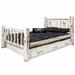 Millwood Pines Montana Collection Lodge Pole Pine Storage Bed Wood in White | 47 H x 76 W x 98 D in | Wayfair EFD8A711EABD4898A681DA99CC260DC1